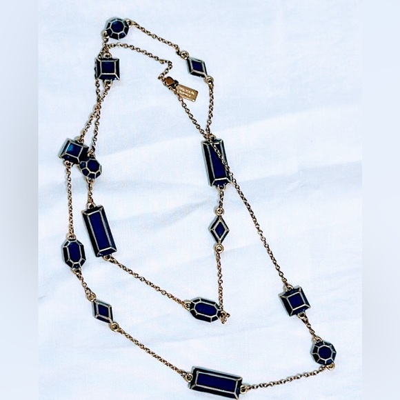 KATE SPADE Blue and Gold Geometric Pop Palette Scatter Long Strand Necklace - Picture 7 of 7
